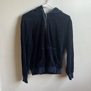 Juicy Couture blue velvet zip up sweatshirt size M